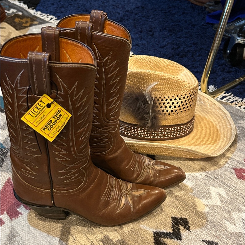 Tony Lama Brown Leather Western Heeled Boots